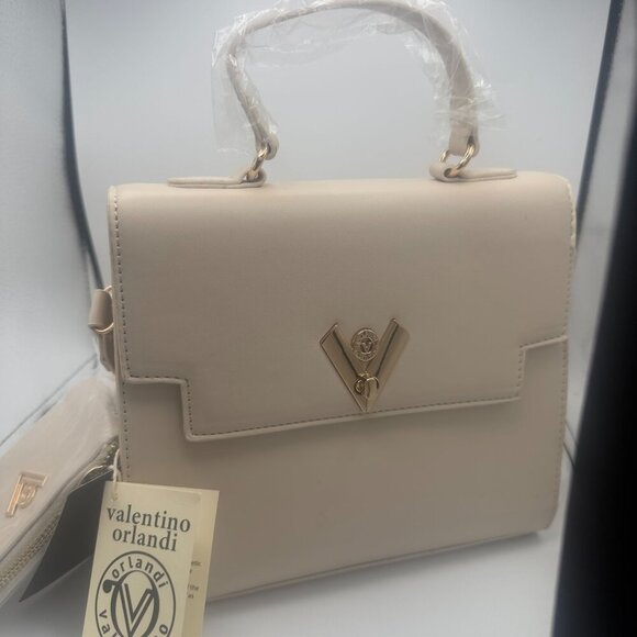 Valentino Orlandi Taupe and Gold Leather Handbag - Picture 3 of 6